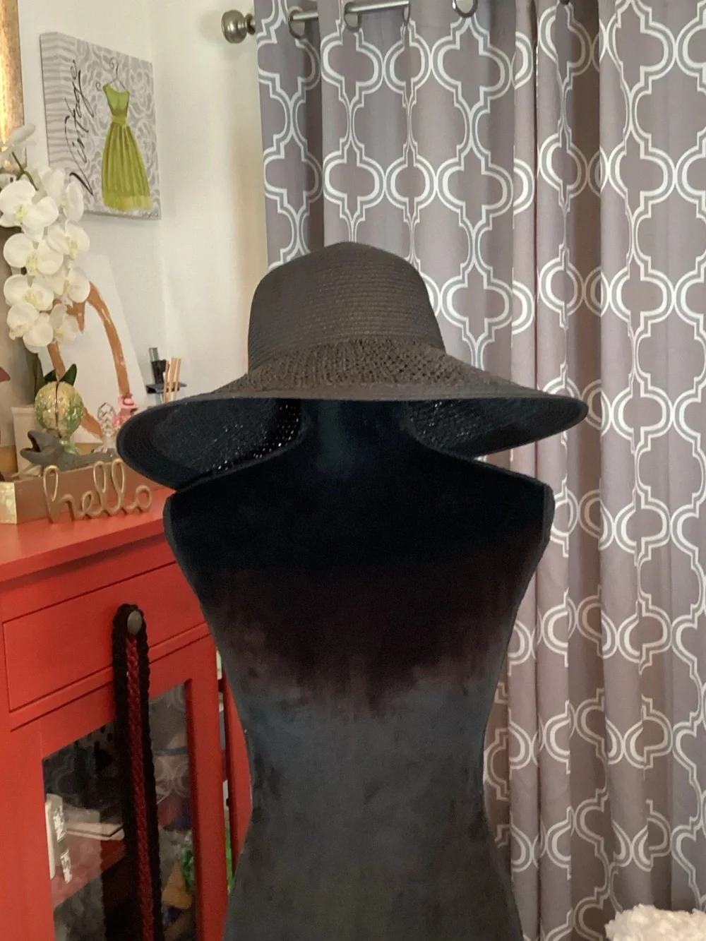 J. Crew Black Wide-Brim Straw Sun Hat